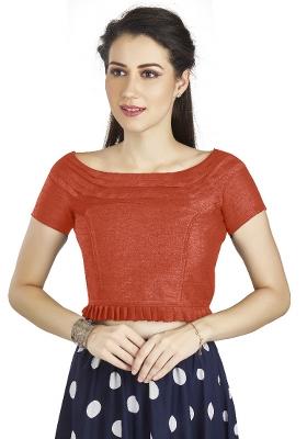 Orange Motif Art Silk Blouse