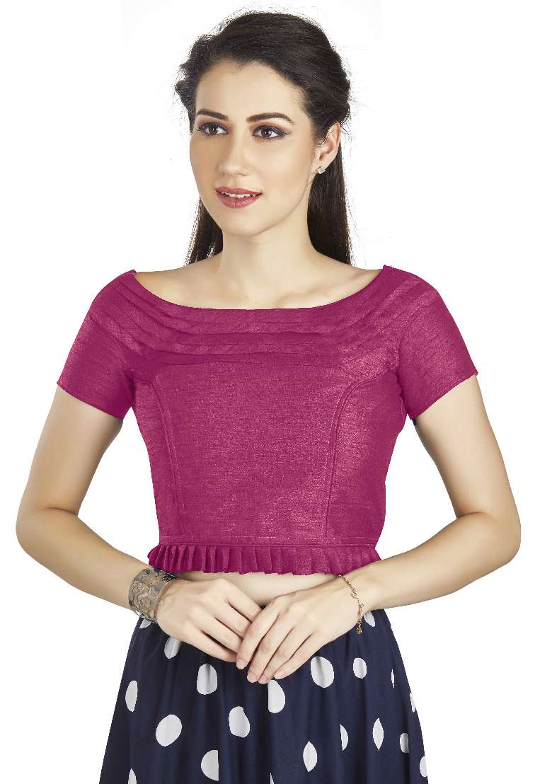 Pink Motif Art Silk Blouse - Indya