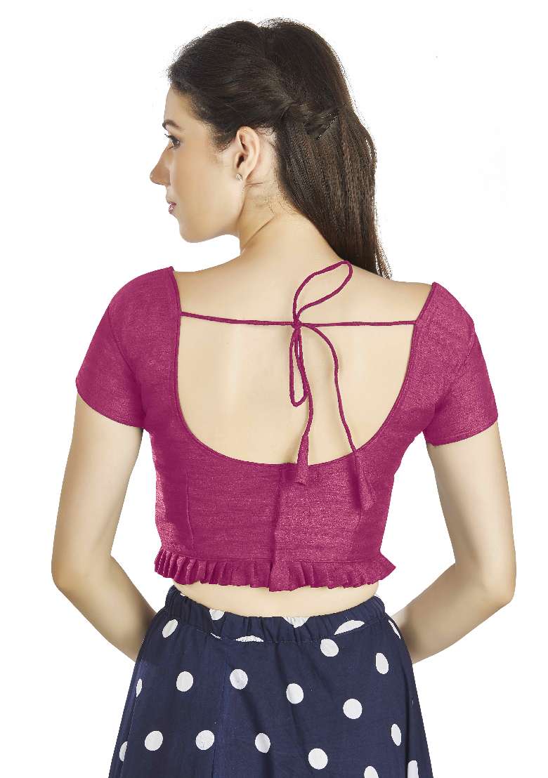 Pink Motif Art Silk Blouse - Indya