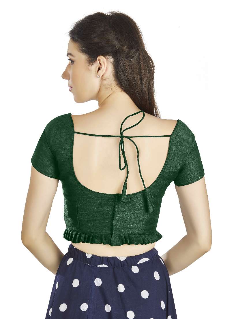 Green Motif Art Silk Blouse - Indya