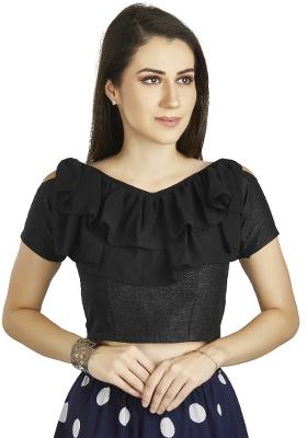 Black Motif Art Silk Blouse