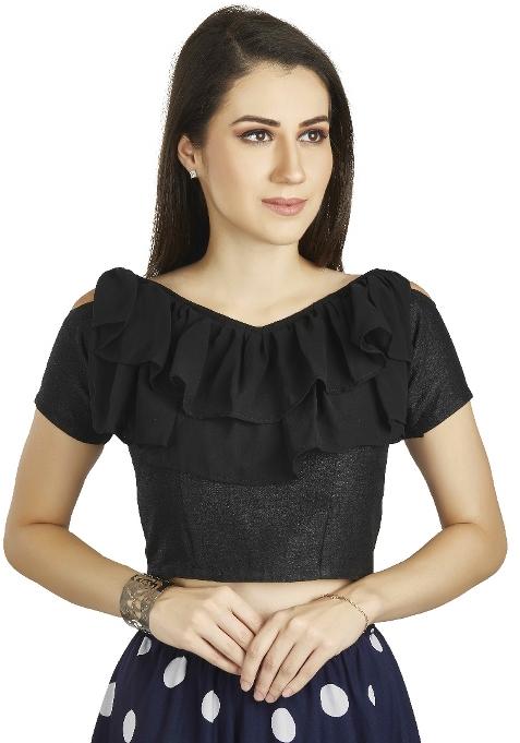 Black Motif Art Silk Blouse