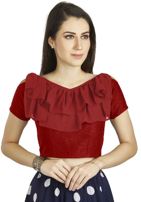 Red Motif Art Silk Blouse