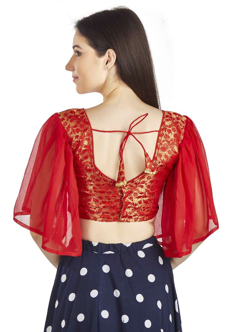 Red Motif Brocade Blouse - Indya