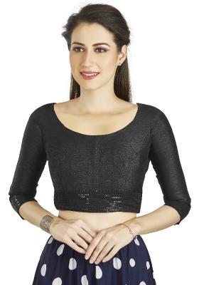 Black Motif Art Silk Blouse