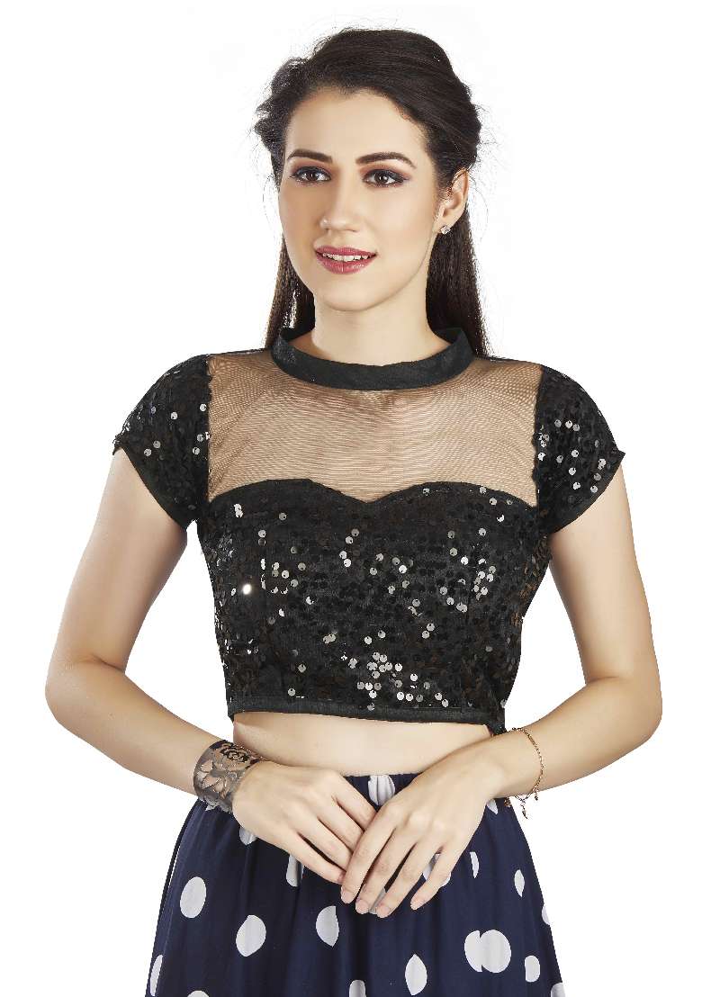 Black Motif Net  Blouse - Indya