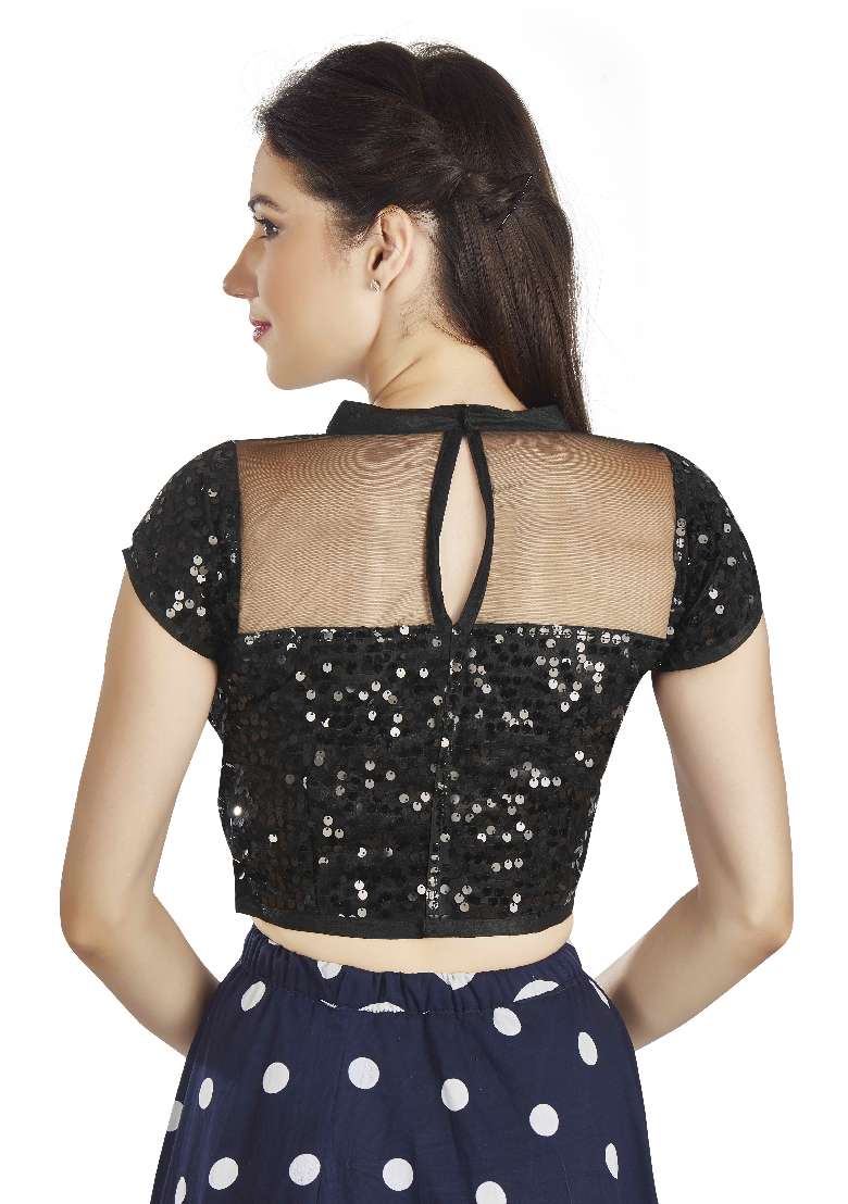Black Motif Net  Blouse - Indya