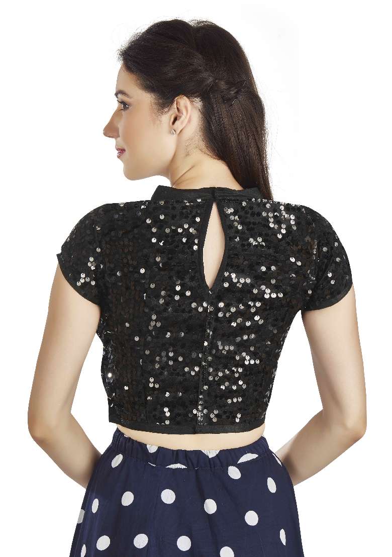 Black Motif Net  Blouse - Indya