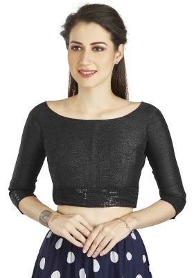 Black Motif Art Silk Blouse