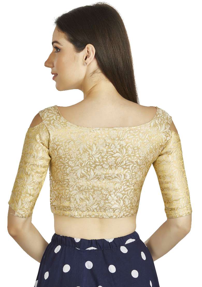 Beige Motif Brocade Blouse - Indya