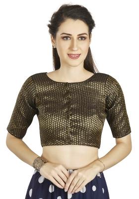 Black Motif Brocade Blouse