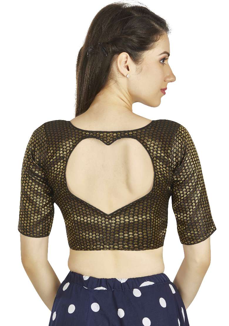 Black Motif Brocade Blouse - Indya