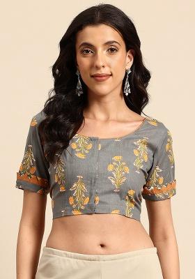 Grey Printed Cotton Blouse