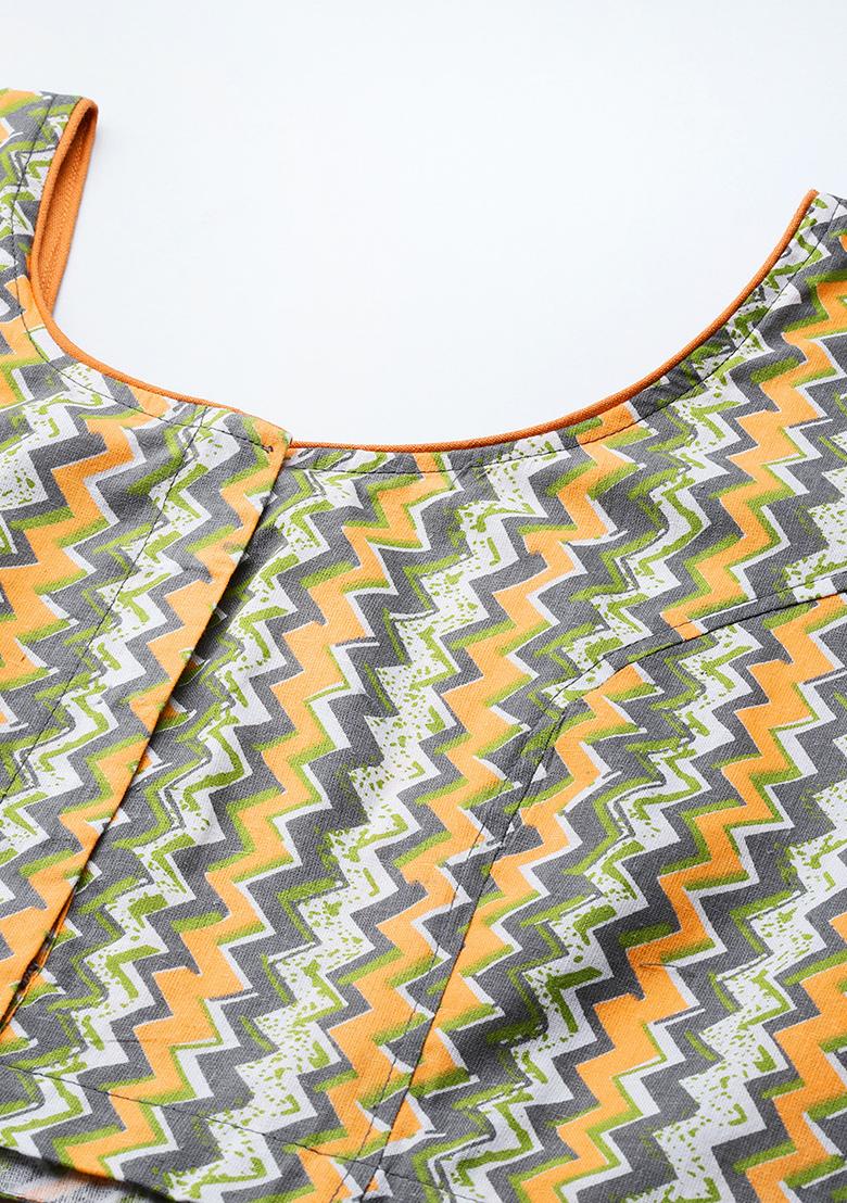 Peach Printed Cotton Blouse - Indya