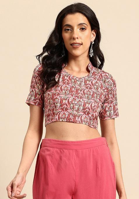 Pink Printed Cotton Blouse