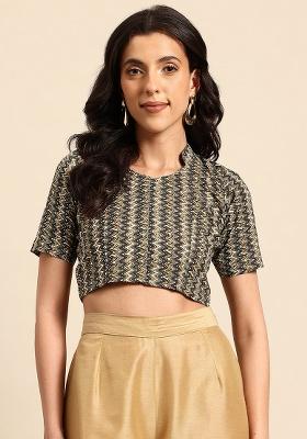 Grey Printed Cotton Blouse