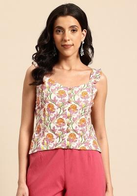 Pink Printed Cotton Blouse