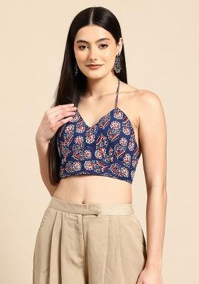 Blue Printed Cotton Blouse