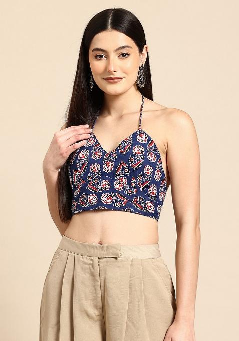 Blue Printed Cotton Blouse