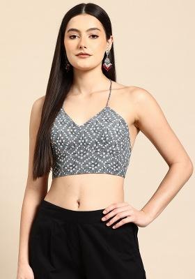 Grey Printed Cotton Blouse