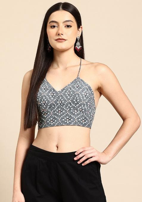 Grey Printed Cotton Blouse