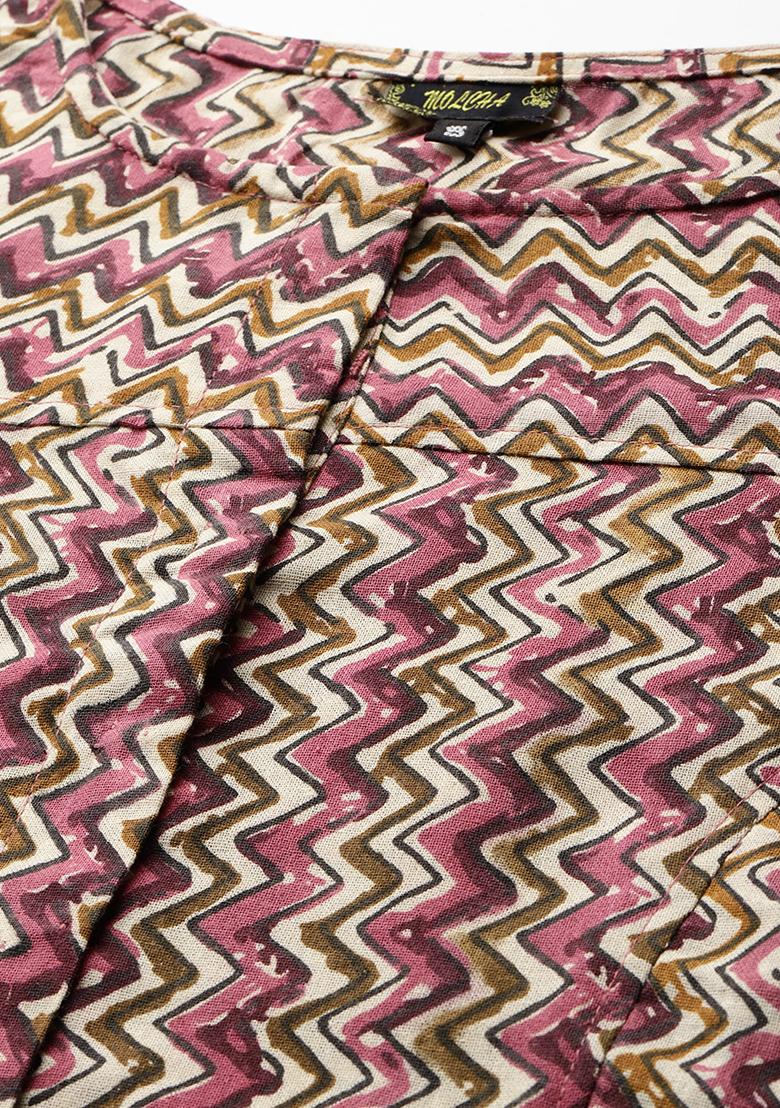 Pink Printed Cotton Blouse - Indya