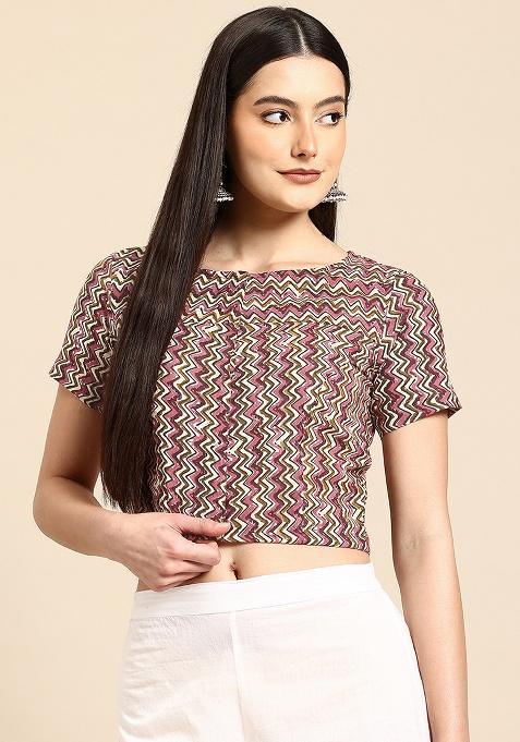 Pink Printed Cotton Blouse