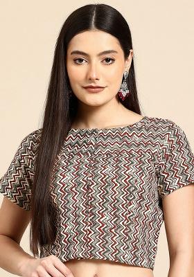 Maroon Printed Cotton Blouse