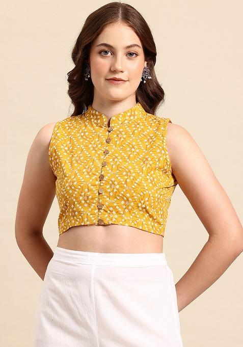 Yellow Printed Cotton Blouse