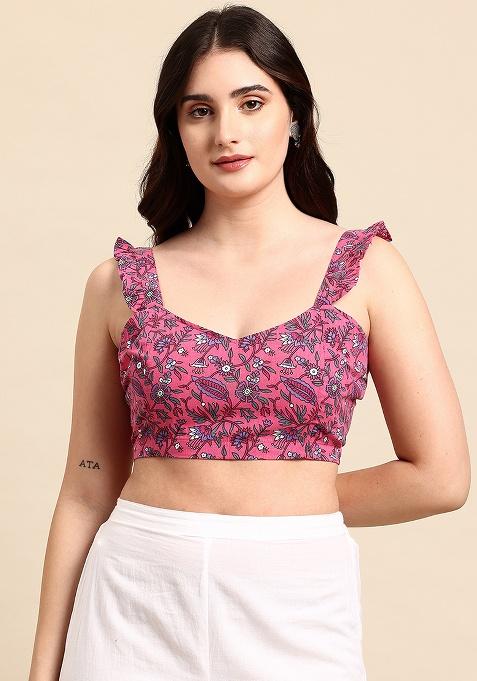 Pink Printed Cotton Blouse