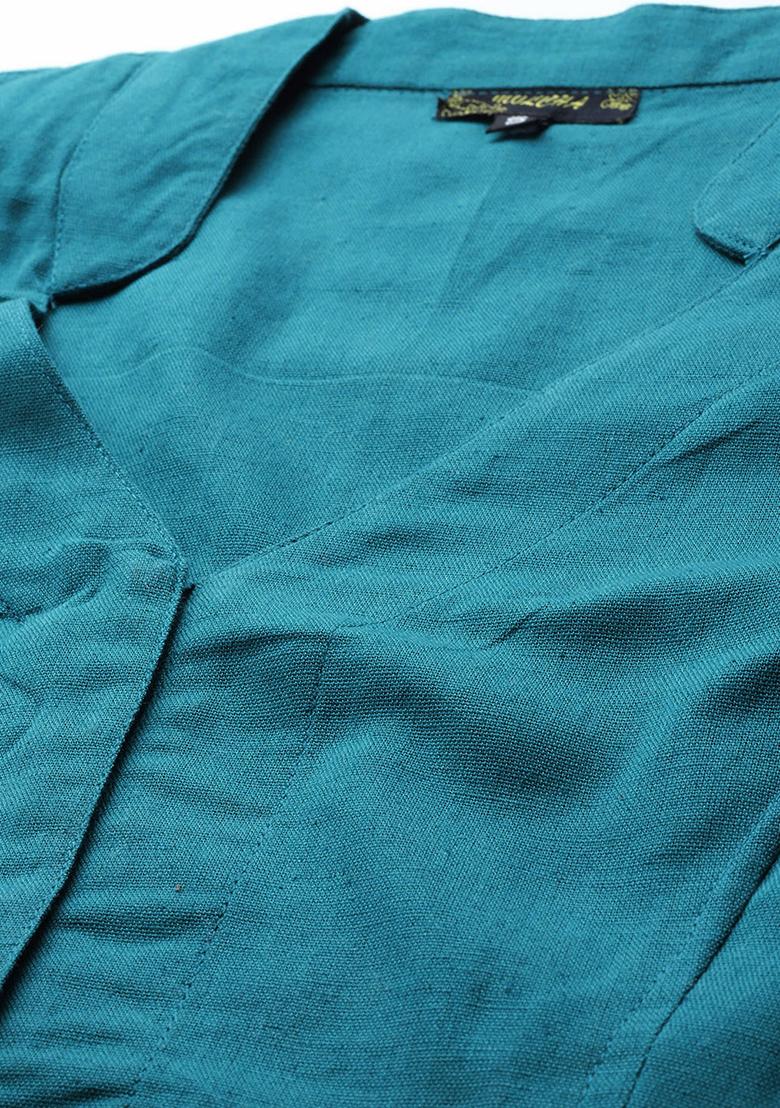 Blue Embroidered Cotton Blouse - Indya