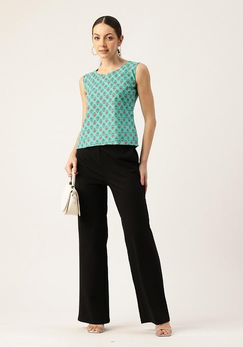 Green Printed Cotton Blouse