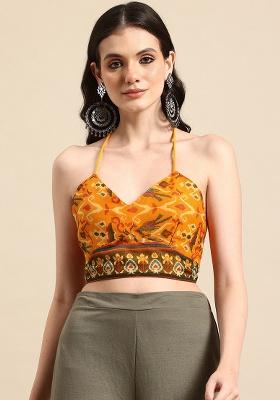 Yellow Printed Chanderi Blouse