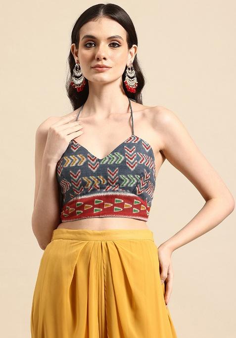 Red Printed Chanderi Blouse