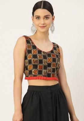 Black Printed Cotton Blouse