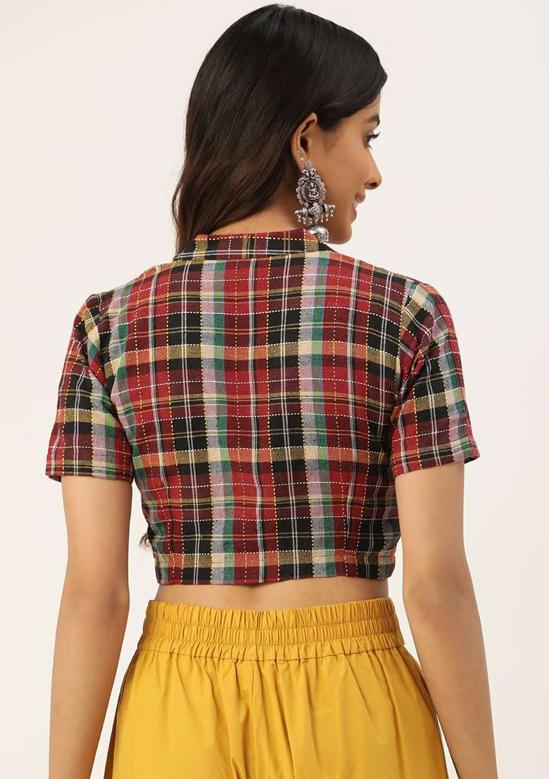 Black Printed Cotton Blouse - Indya