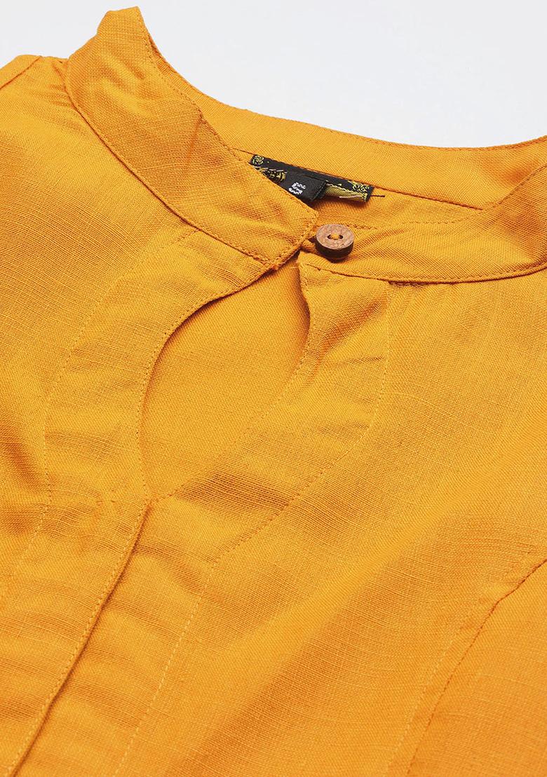 Yellow Plain Cotton Blouse - Indya