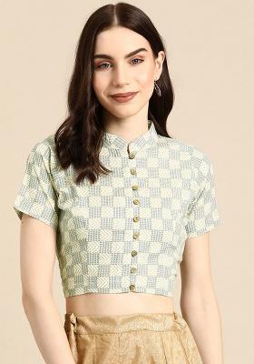 Cream Printed Cotton Blouse