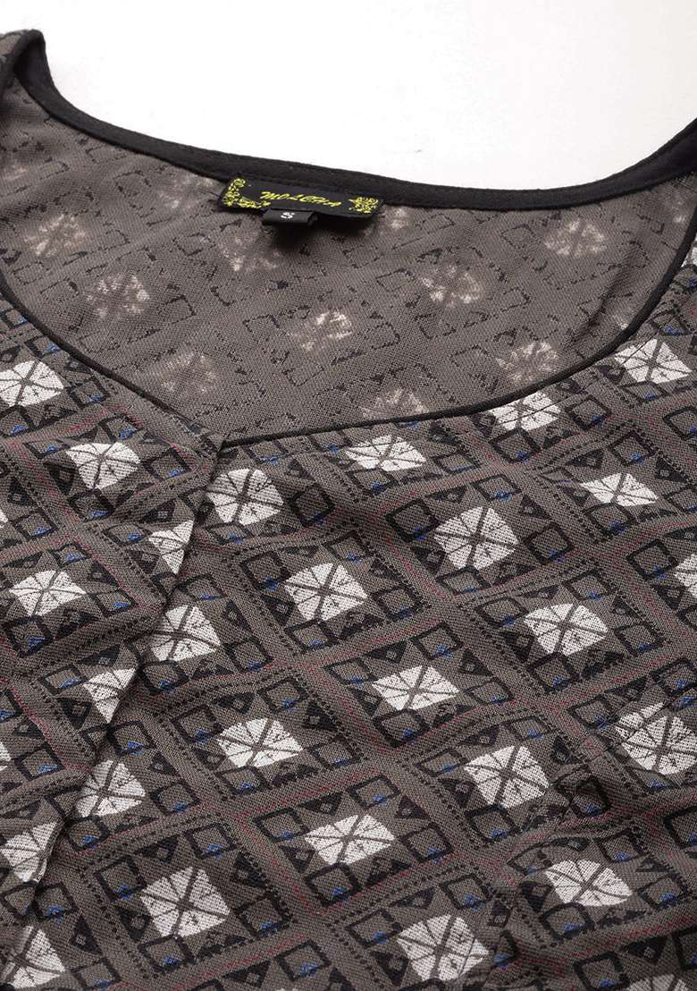 Black Printed Cotton Blouse - Indya