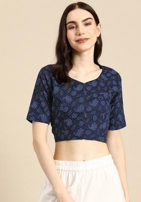 Blue Printed Cotton Blouse