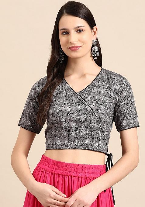 Grey Printed Cotton Blouse