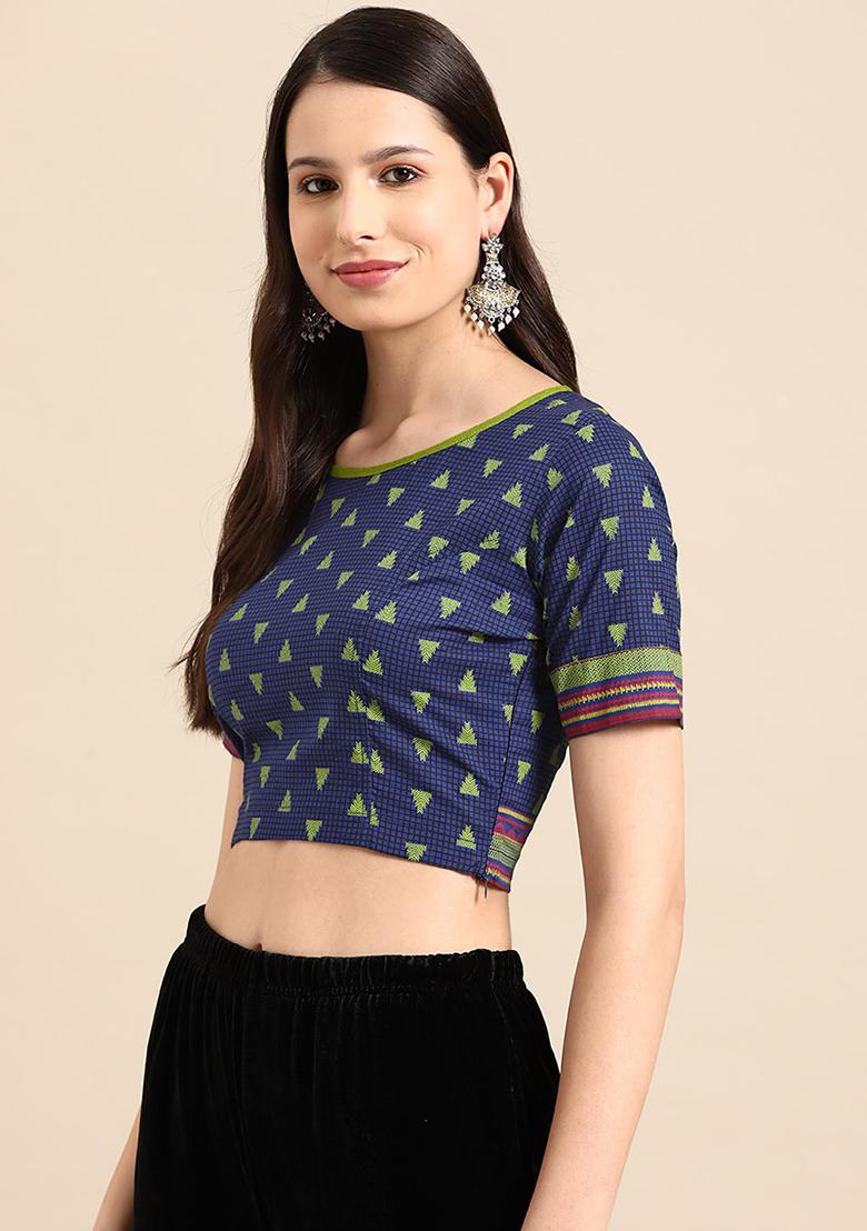 Maroon Printed Cotton Blouse - Indya