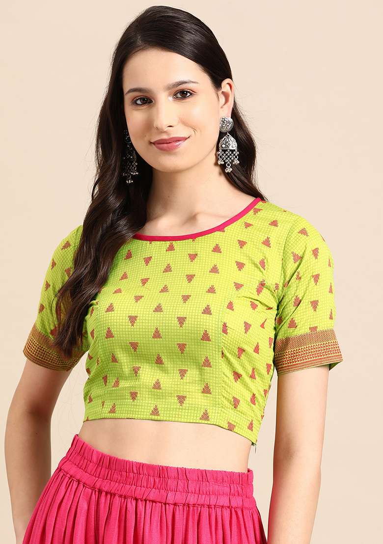 Maroon Printed Cotton Blouse - Indya