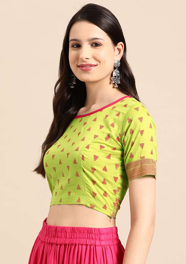 Maroon Printed Cotton Blouse - Indya