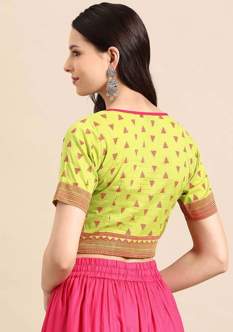 Maroon Printed Cotton Blouse - Indya