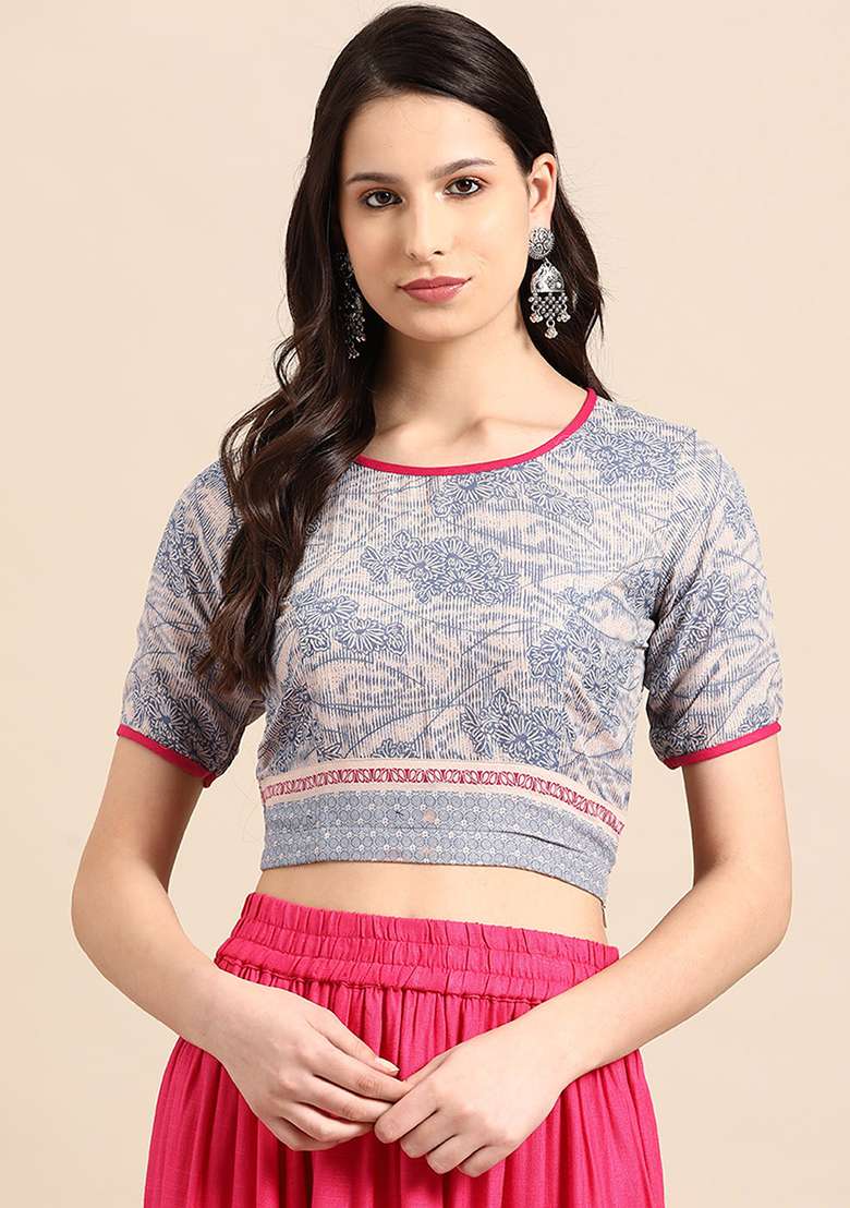 Maroon Printed Cotton Blouse - Indya