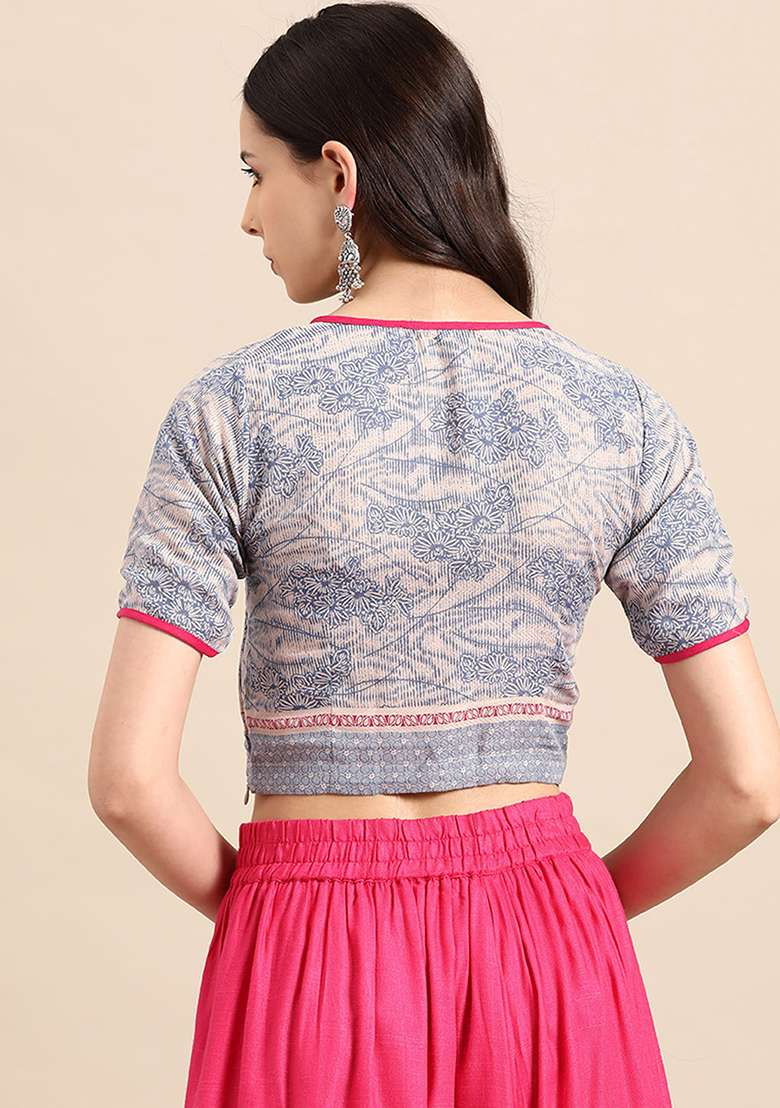 Maroon Printed Cotton Blouse - Indya