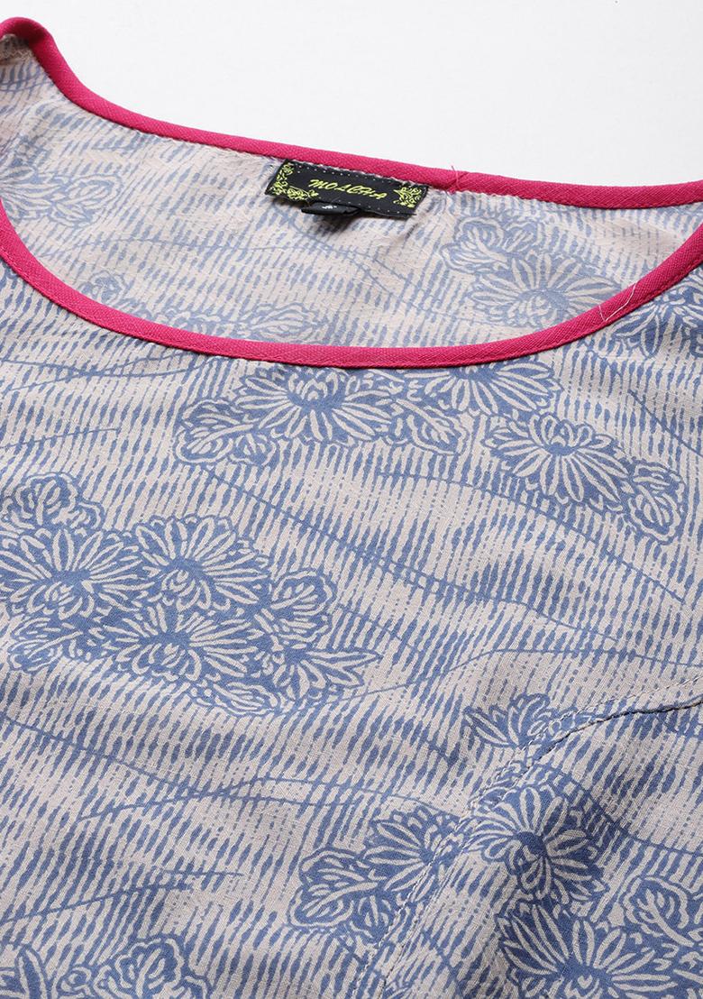 Maroon Printed Cotton Blouse - Indya