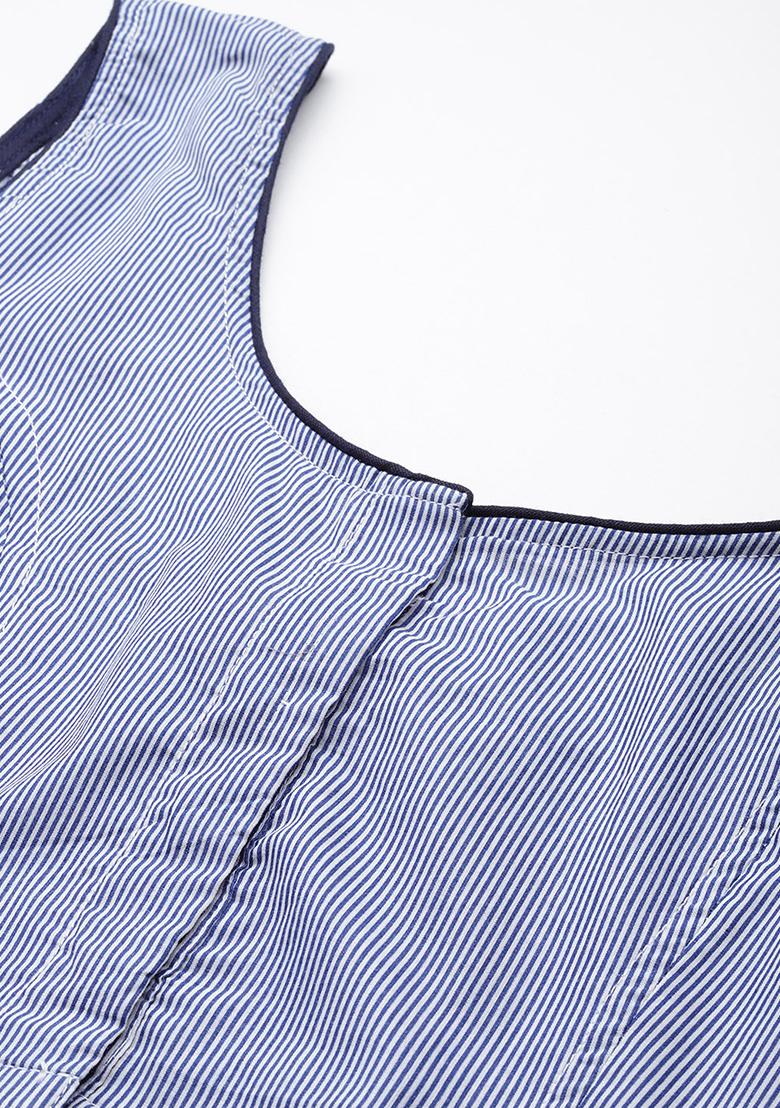 Blue Printed Cotton Blouse - Indya