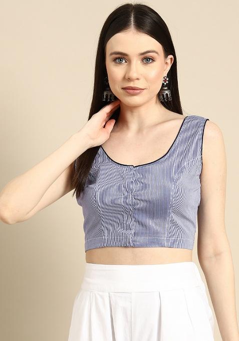 Blue Printed Cotton Blouse